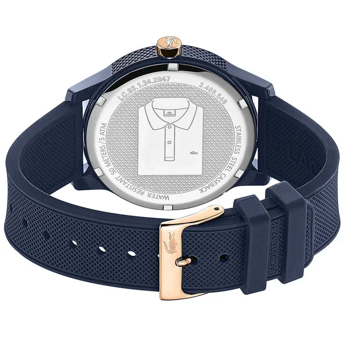 Lacoste 12.12 Navy Blue Dial Navy Blue Silicone Strap Watch for Men - 2011011