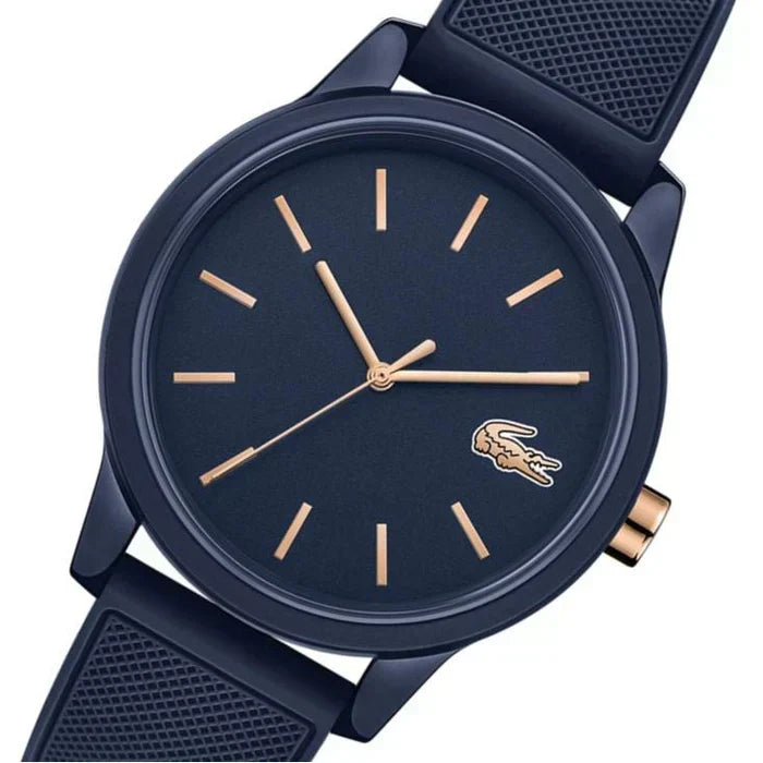 Lacoste 12.12 Navy Blue Dial Navy Blue Silicone Strap Watch for Men - 2011011