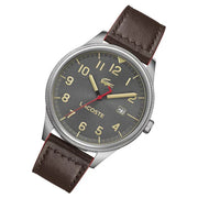 Lacoste Continental Gray Dial Brown Leather Strap Watch for Men - 2011020