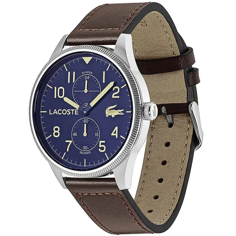 Lacoste Continental Blue Dial Brown Leather Strap Watch for Men - 2011040
