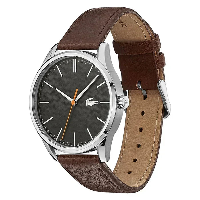 Lacoste Vienna Grey Dial Brown Leather Strap Watch for Men - 2011045