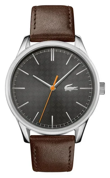 Lacoste Vienna Grey Dial Brown Leather Strap Watch for Men - 2011045