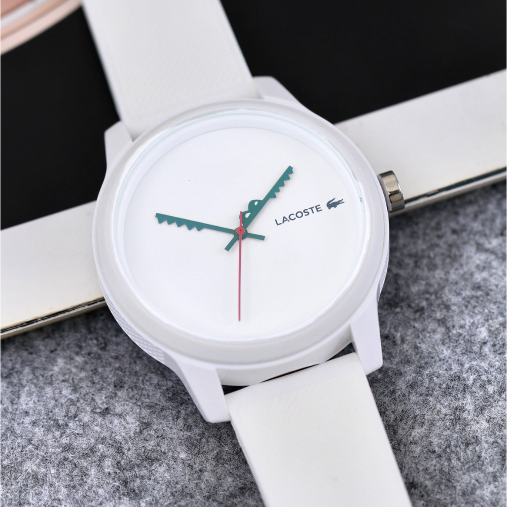 Lacoste 12.12 White Dial White Silicone Strap Watch for Men - 2011069