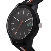 Lacoste 12.12 Black Dial Black Silicon Strap Watch for Men - 2011071