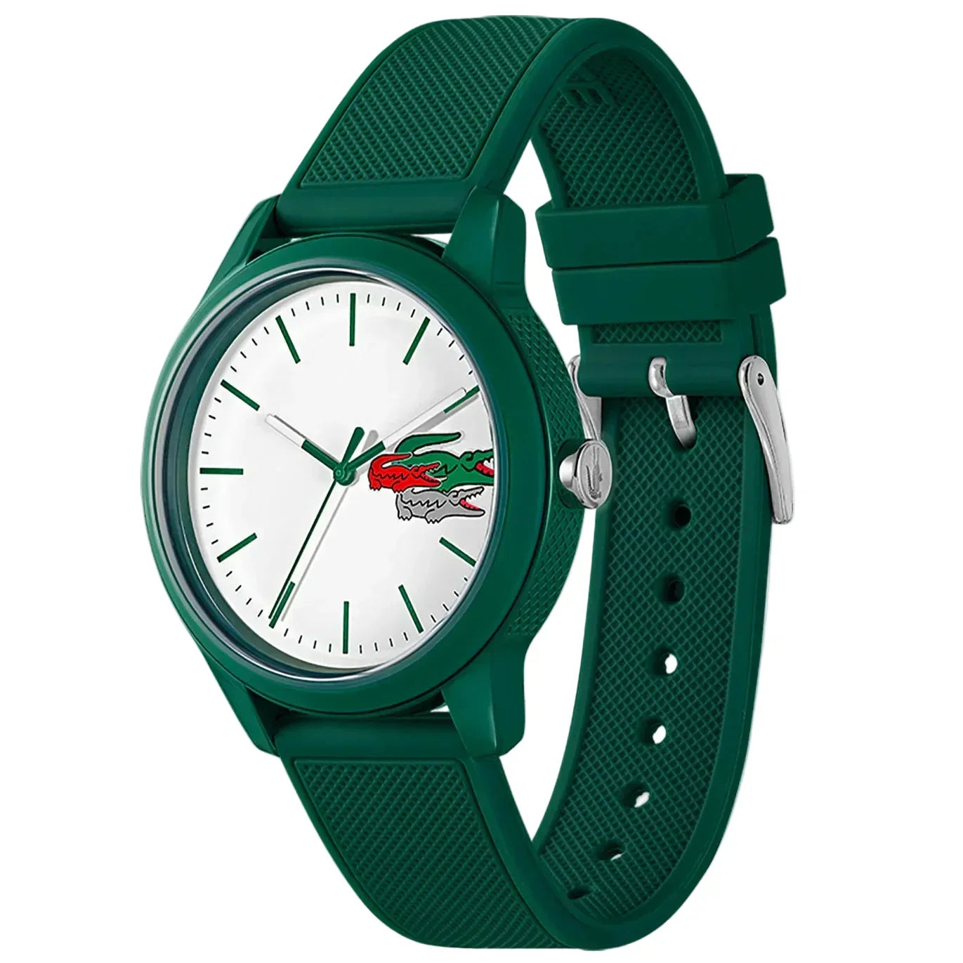 Lacoste 12.12 White Dial Green Silicon Strap Watch for Men  - 2011135