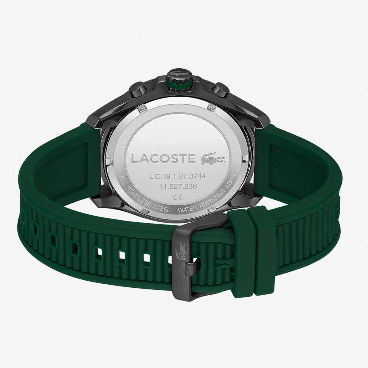 Lacoste Tiebreaker Chronograph Black Dial Green Silicon Strap Watch for Men - 2011153