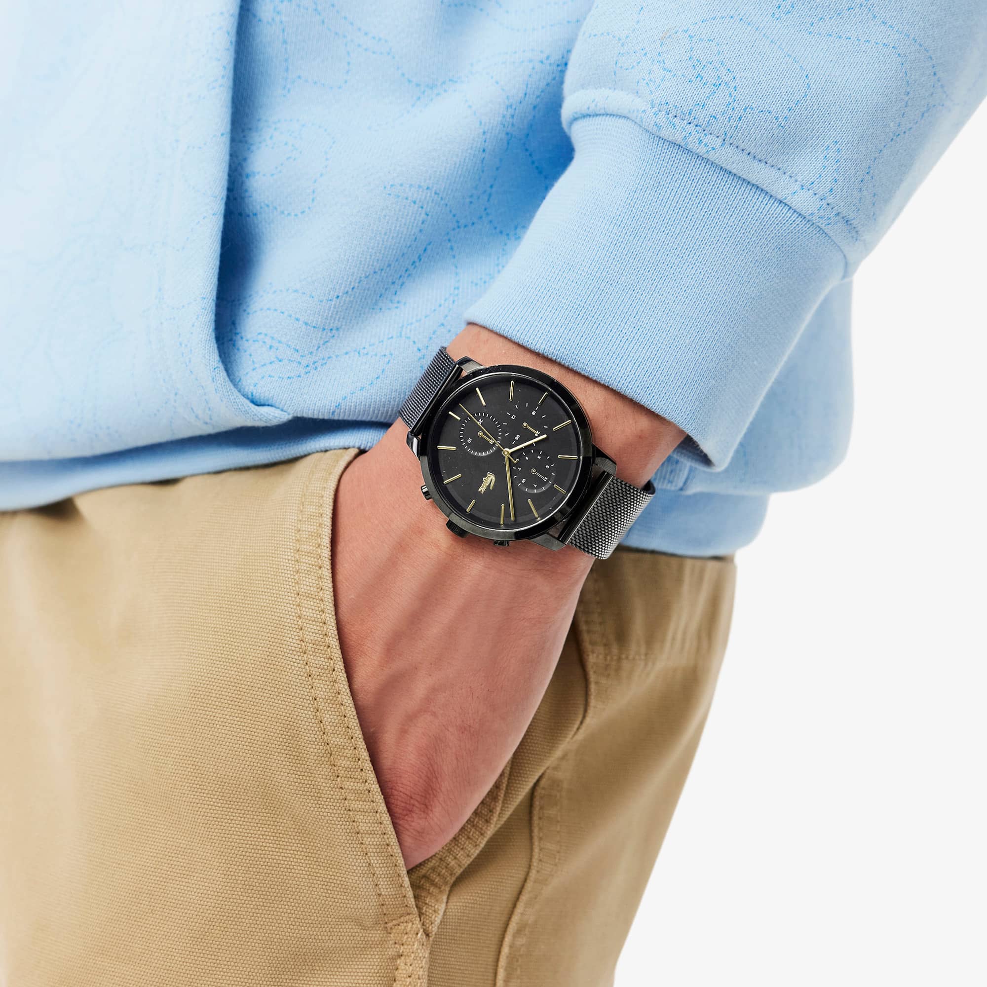  Shop Authentic Armani Exchange Cayde Chronograph Black Dial Black Mesh Strap Watch For Men - AX2716 - Luxxuri