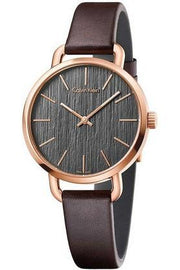  Shop Authentic Calvin Klein Even Grey Dial Brown Leather Strap Watch for Women - K7B236G3 - Luxxuri