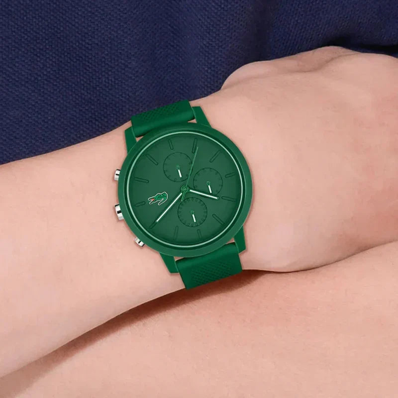 Lacoste 12.12 Chronograph Green Dial Green Silicon Strap Watch for Men - 2011245