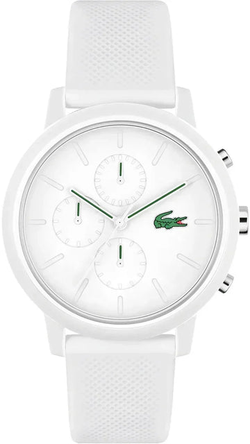Lacoste 12.12 Chronograph White Dial White Silicon Strap Watch for Men  - 2011246
