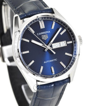  Shop Authentic Tag Heuer Carrera Day Date Blue Dial Blue Leather Strap Watch for Men - WBN2012.FC6502 - Luxxuri