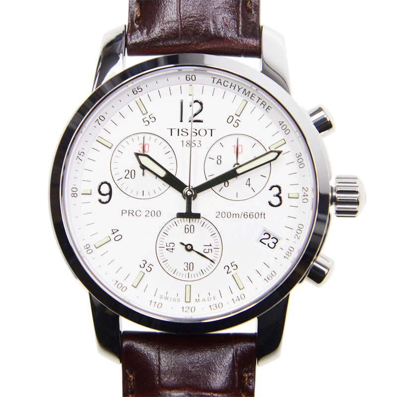  Shop Authentic Tissot T Race PRC 200 Chronograph White Dial Brown Leather Strap Watch for Men -  T17.1.516.32 - Luxxuri