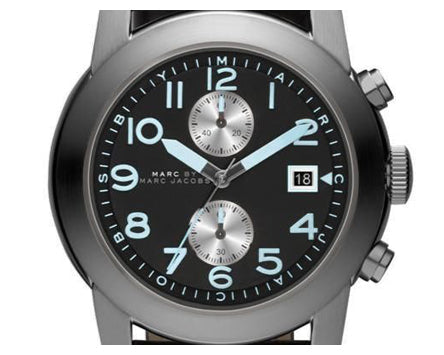  Shop Authentic Marc Jacobs Larry Chronograph Black Dial Black Leather Strap Watch for Men - MBM5054 - Luxxuri