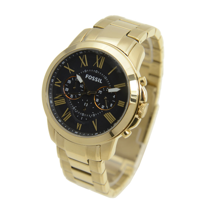  Shop Authentic Fossil Grant Chronograph Black Dial Gold Steel Strap Watch for Men - FS4815 - Luxxuri