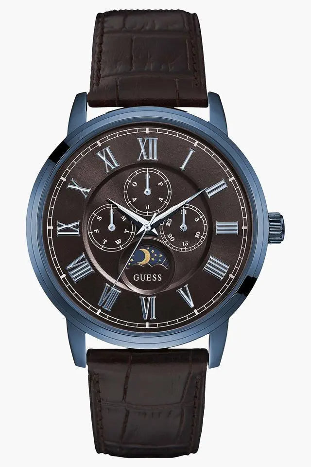  Shop Authentic Guess Delancy Analog Brown Dial Brown Leather Strap Watch For Men - W0870G3 - Luxxuri