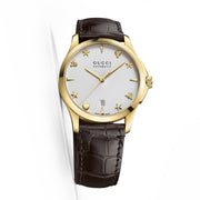  Shop Authentic Gucci G Timeless Silver Dial Brown Leather Strap Watch for Men - YA126470 - Luxxuri