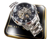  Shop Authentic Fossil Grant Skeleton Black Dial Silver Steel Strap Watch for Men - ME3055 - Luxxuri
