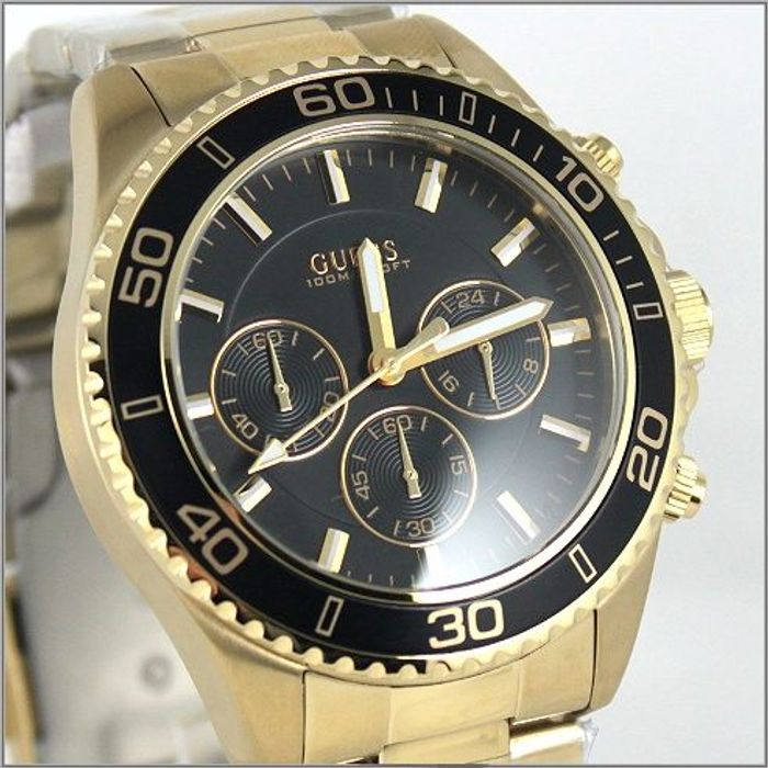  Shop Authentic Guess Chaser Chronograph Black Dial Gold Steel Strap Watch for Men - W0170G2 - Luxxuri