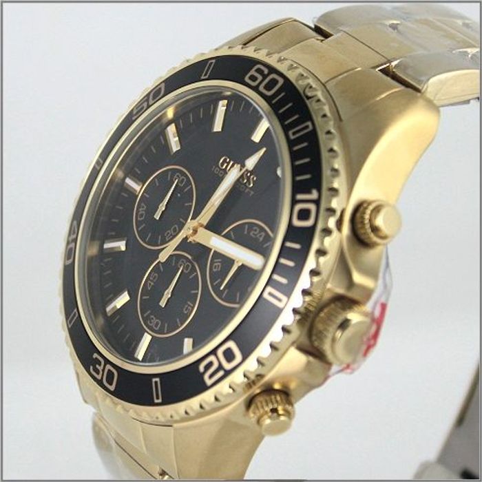  Shop Authentic Guess Chaser Chronograph Black Dial Gold Steel Strap Watch for Men - W0170G2 - Luxxuri