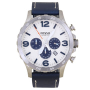  Shop Authentic Fossil Nate Chronograph White Dial Blue Leather Strap Watch for Men - JR1480 - Luxxuri