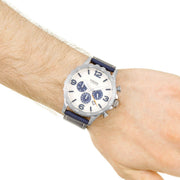  Shop Authentic Fossil Nate Chronograph White Dial Blue Leather Strap Watch for Men - JR1480 - Luxxuri
