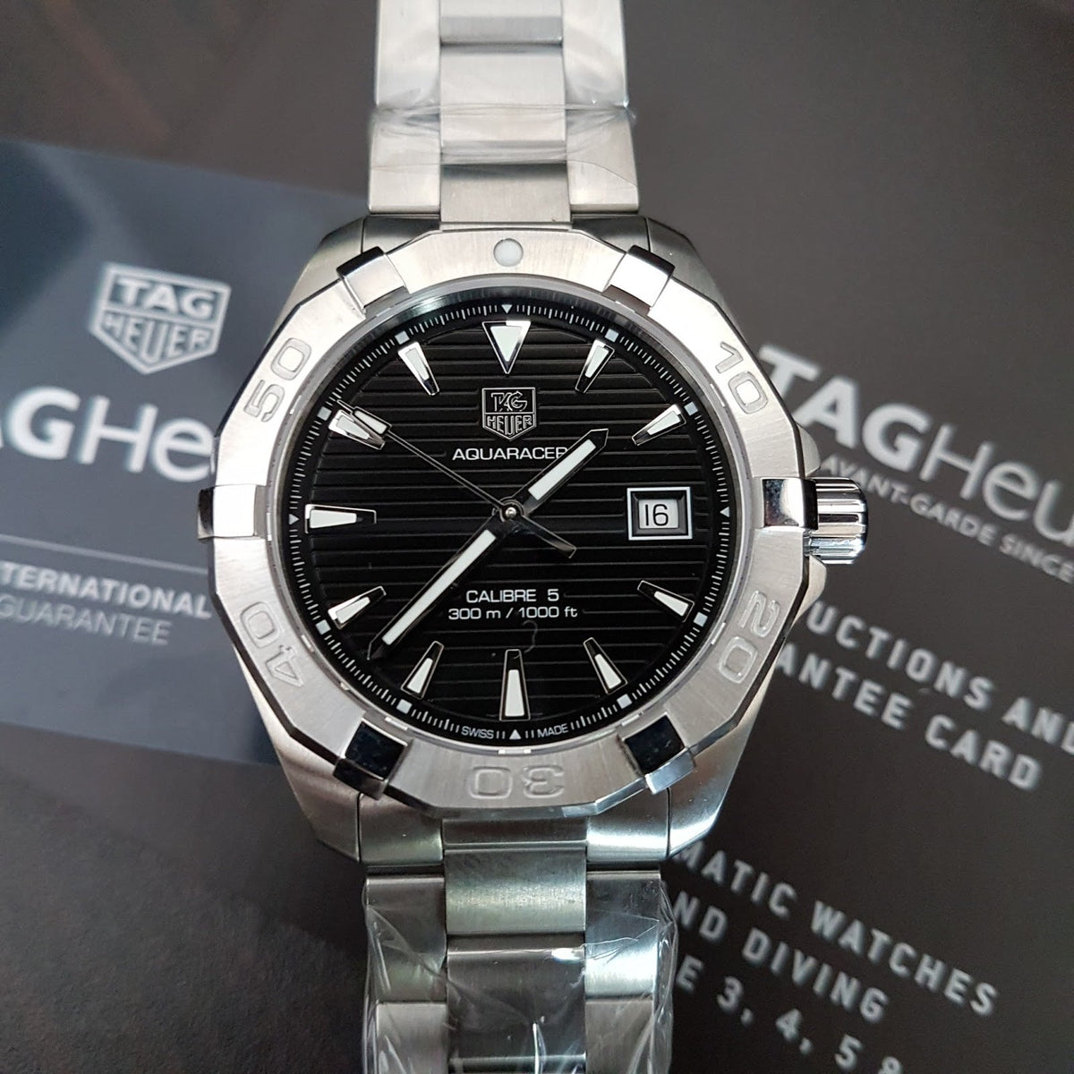 Shop Authentic Tag Heuer Aquaracer Automatic Black Dial Silver Steel Strap Watch for Men - WAY2110.BA0928 - Luxxuri