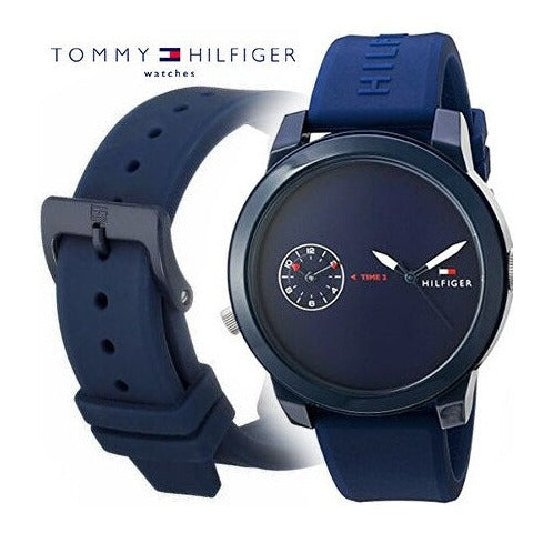  Shop Authentic Tommy Hilfiger Denim Quartz Blue Dial Blue Rubber Strap Watch for Men - 1791325 - Luxxuri