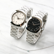  Shop Authentic Gucci G Frame Quartz Diamonds Silver Dial Silver Steel Strap Watch For Women - YA142504 - Luxxuri