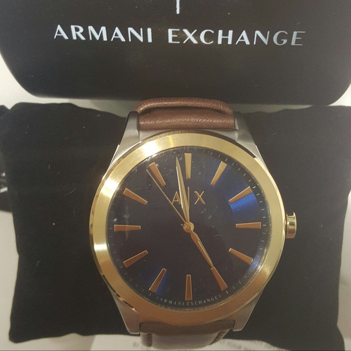  Shop Authentic Armani Exchange Nico Quartz Blue Dial Brown Leather Strap Watch For Men - AX2334 - Luxxuri