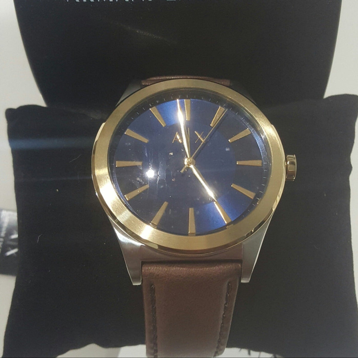  Shop Authentic Armani Exchange Nico Quartz Blue Dial Brown Leather Strap Watch For Men - AX2334 - Luxxuri