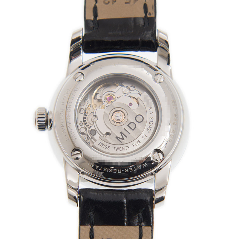  Shop Authentic Mido Baroncelli III Automatic Silver Dial Black Leather Strap Watch For Women - M7600.4.21.4 - Luxxuri