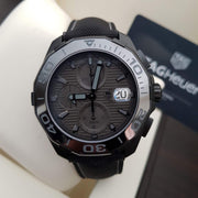  Shop Authentic Tag Heuer Aquaracer Automatic Chronograph Special Edition Titanium Grey Dial Black Leather Strap Watch for Men - CAY218B.FC6370 - Luxxuri