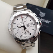  Shop Authentic Tag Heuer Aquaracer Caliber 16 Automatic Chronograph White Dial Silver Steel Strap Watch for Men - CAY2111.BA0927 - Luxxuri