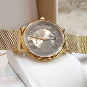  Shop Authentic Versace V Circle Quartz Gold Dial Gold Mesh Bracelet Watch For Men - VBQ070017 - Luxxuri