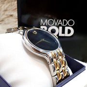  Shop Authentic Movado Veturi Quartz Black Dial Two Tone Steel Strap Watch for Men - 0606932 - Luxxuri