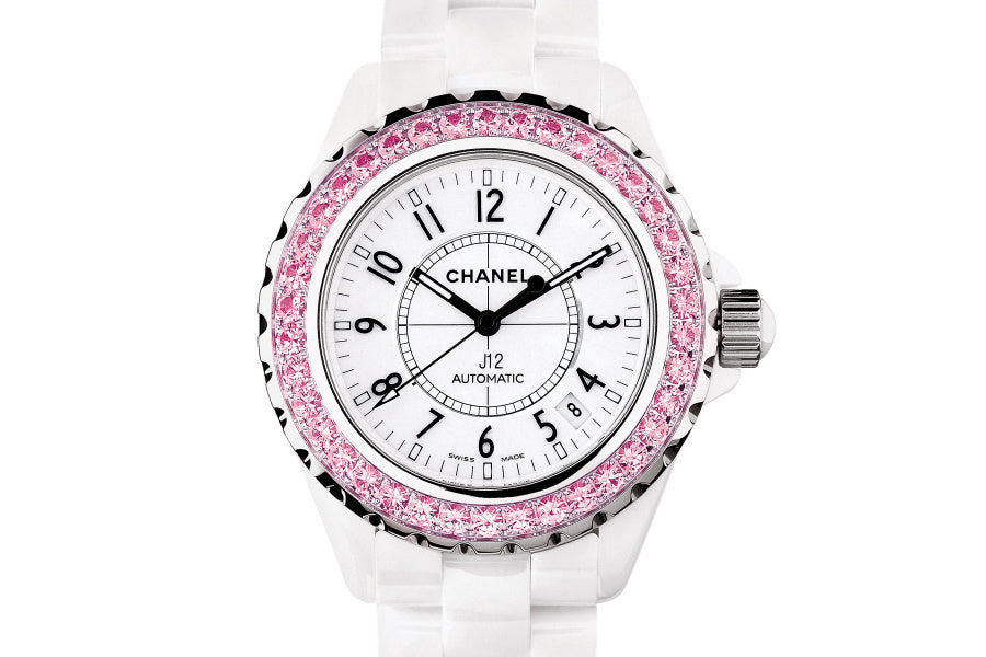  Shop Authentic Chanel J12 Sapphire Bezel Ceramic White Dial White Steel Strap Watch for Women - J12 H2010 - Luxxuri