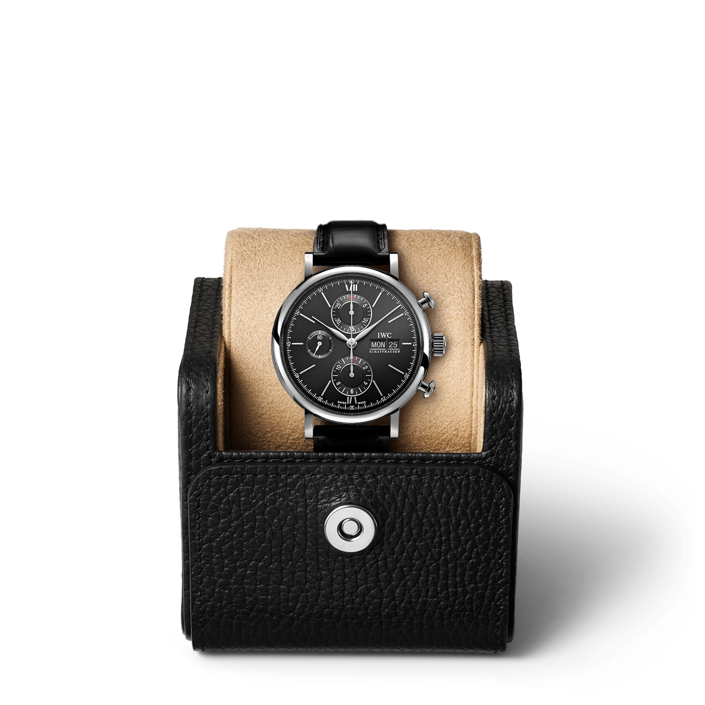  Shop Authentic IWC Portofino Chronograph Black Dial Black Leather Strap Watch for Men - IW391029 - Luxxuri