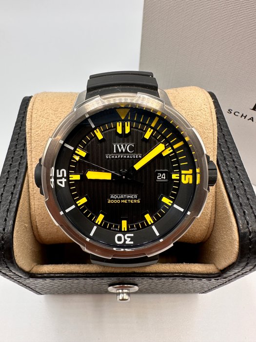  Shop Authentic IWC Aquatimer Automatic 2000 Black Dial Black Rubber Strap Watch for Men - IW358001 - Luxxuri