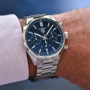  Shop Authentic Tag Heuer Carrera Chronograph Blue Dial Silver Steel Strap Watch for Men - CBN2011.BA0642 - Luxxuri