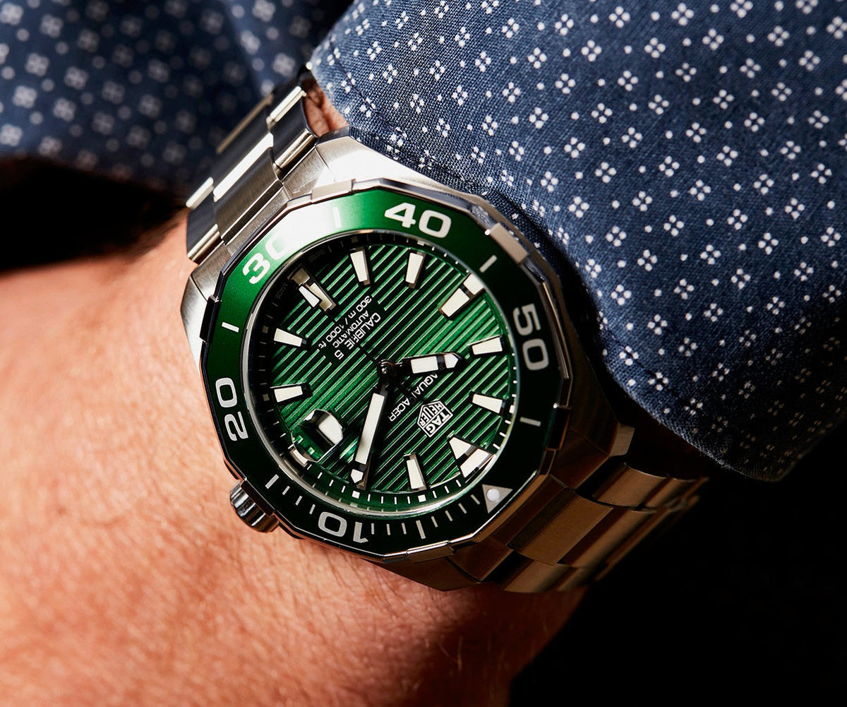  Shop Authentic Tag Heuer Aquaracer Green Dial Watch for Men - WAY201S.BA0927 - Luxxuri