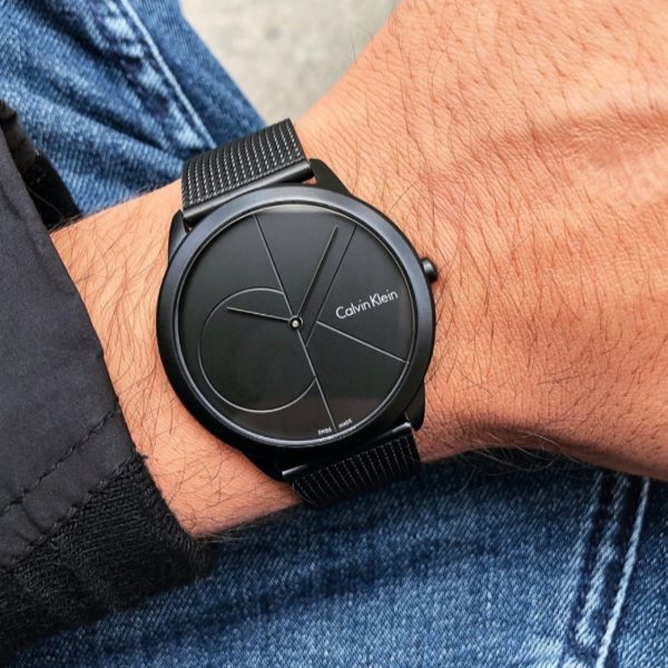  Shop Authentic Calvin Klein Minimal Black Dial Black Mesh Bracelet Watch for Men - K3M5145X - Luxxuri