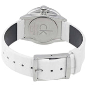  Shop Authentic Calvin Klein Accent Silver Dial White Leather Strap Watch for Women - K2Y231K6 - Luxxuri
