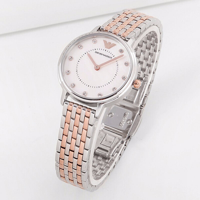  Shop Authentic Emporio Armani Mother of Pearl Dial Two Tone Stainless Steel Watch For Women - AR11094 - Luxxuri