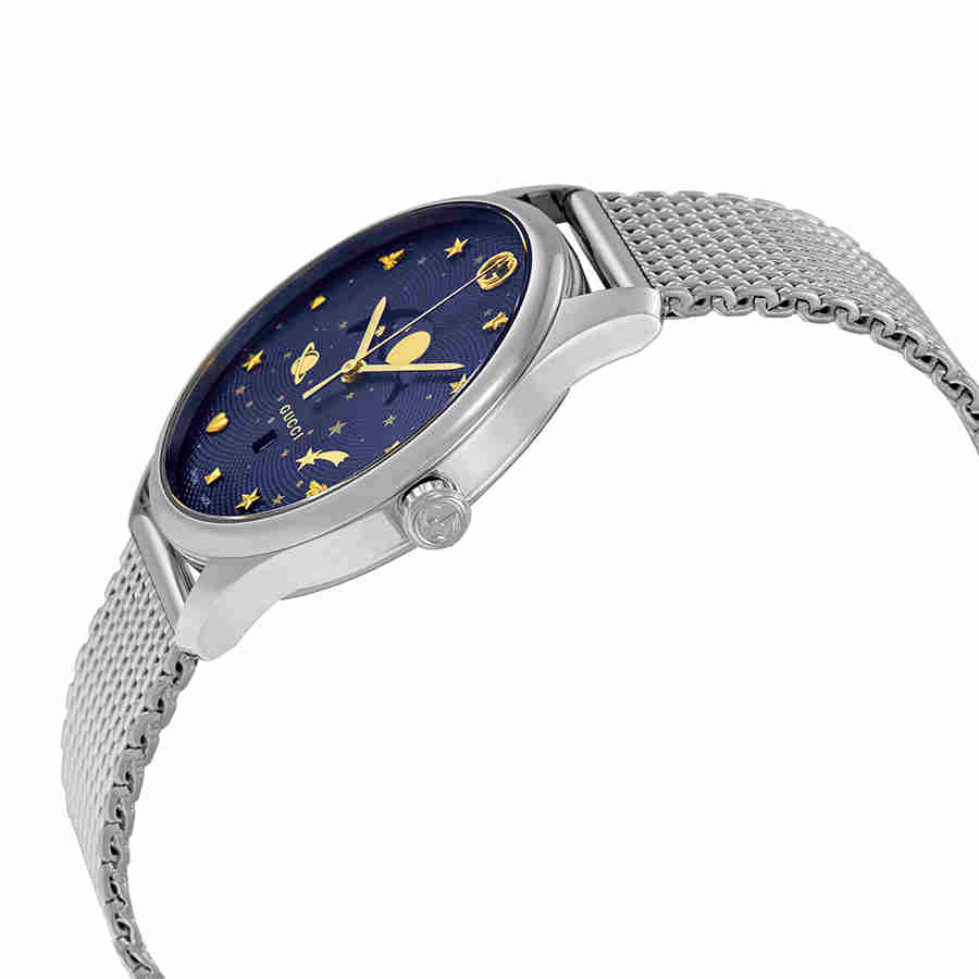  Shop Authentic Gucci G-Timeless Motifs Moon Phase Blue Dial Silver Mesh Bracelet Watch For Men - YA126328 - Luxxuri