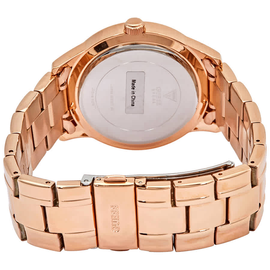  Shop Authentic Guess Bedazzle Diamonds Silver Dial Rose Gold Steel Strap Watch For Women - W1097L3 - Luxxuri
