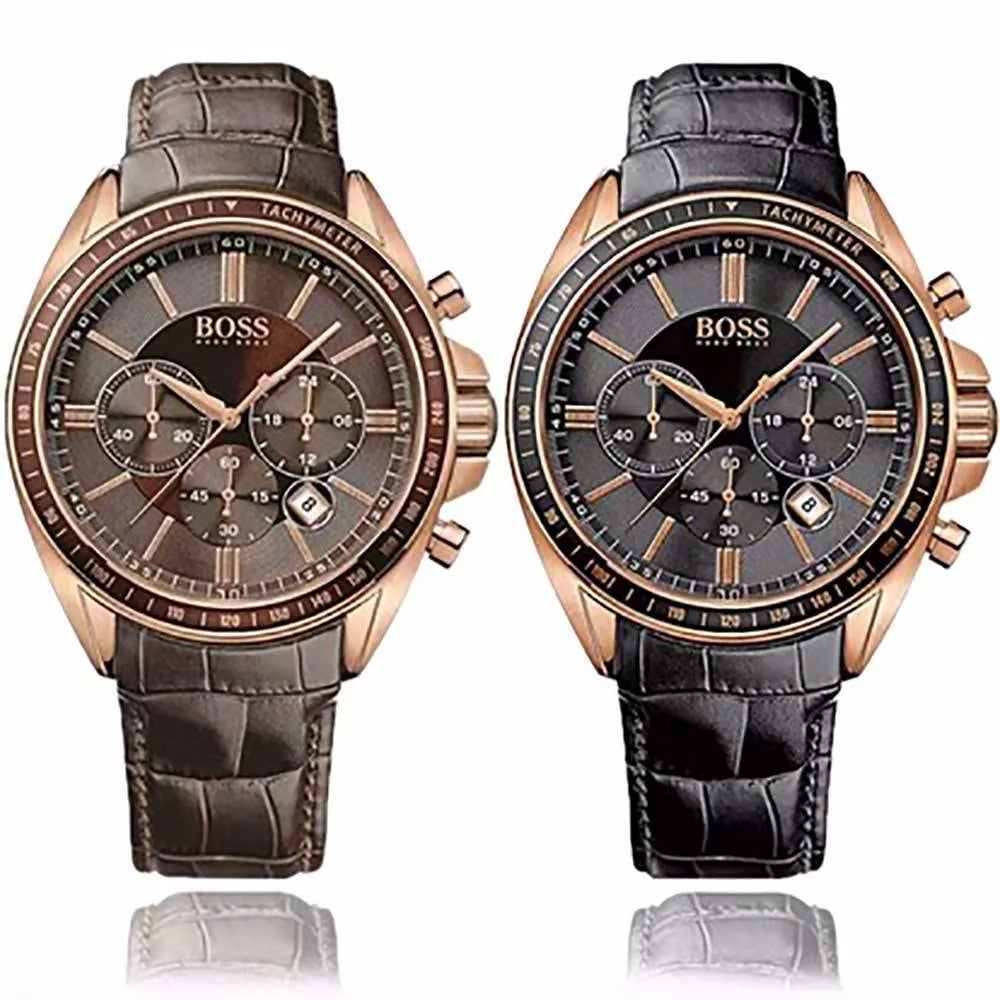  Shop Authentic Hugo Boss Driver Chronograph Brown Dial Brown Leather Strap Watch For Men - HB1513093 - Luxxuri