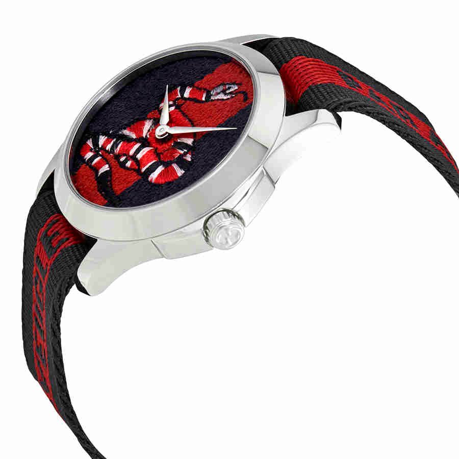  Shop Authentic Gucci Le Marche Des Merveilles Blue Red Dial Blue Red Nylon Strap Unisex Watch - YA126493 - Luxxuri