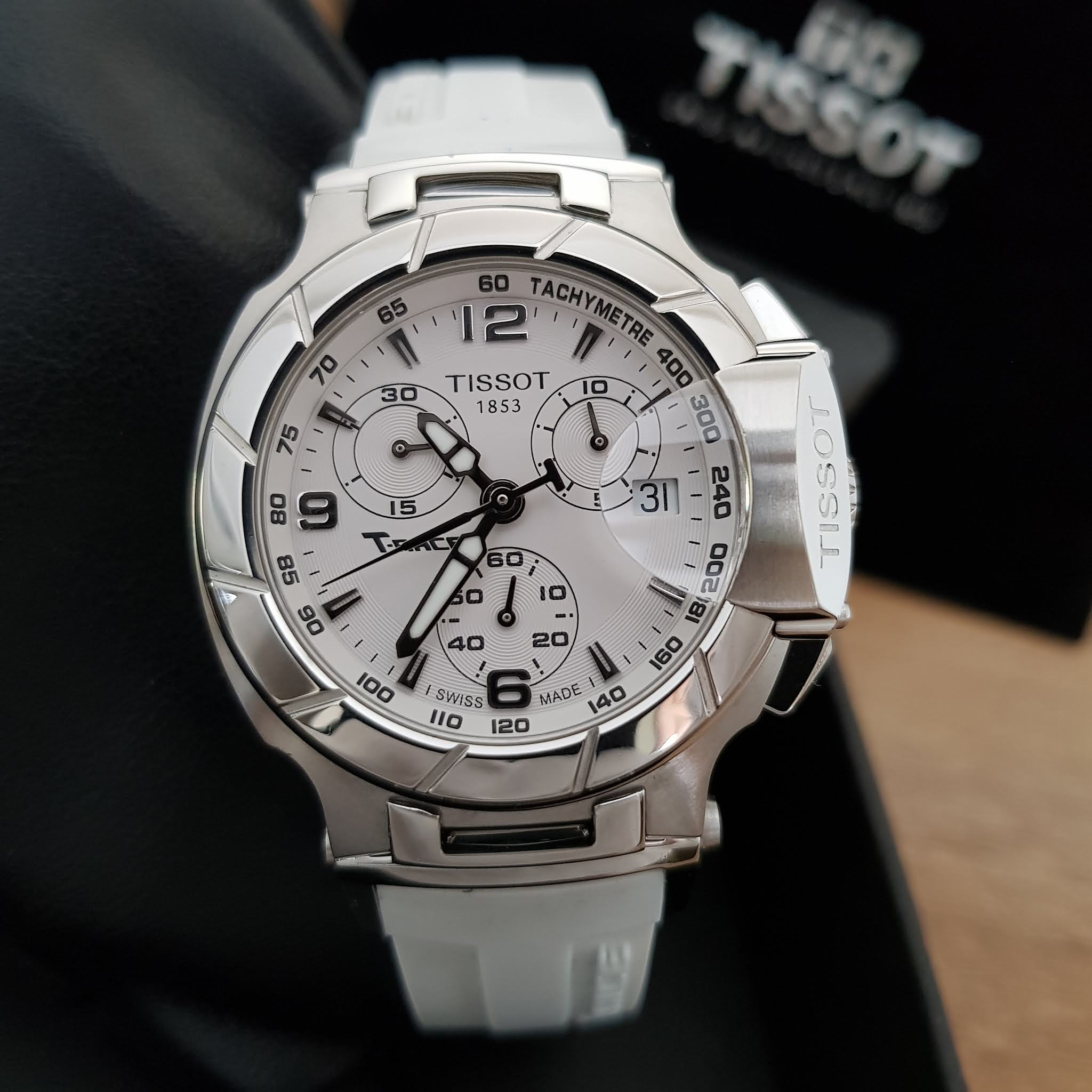  Shop Authentic Tissot T Race Lady Chronograph White Dial White Rubber Strap Watch for Women - T048.217.17.017.00 - Luxxuri
