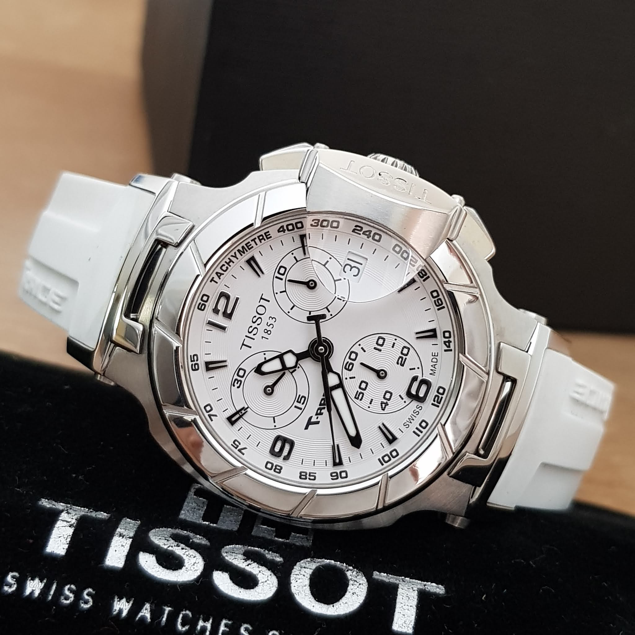  Shop Authentic Tissot T Race Lady Chronograph White Dial White Rubber Strap Watch for Women - T048.217.17.017.00 - Luxxuri