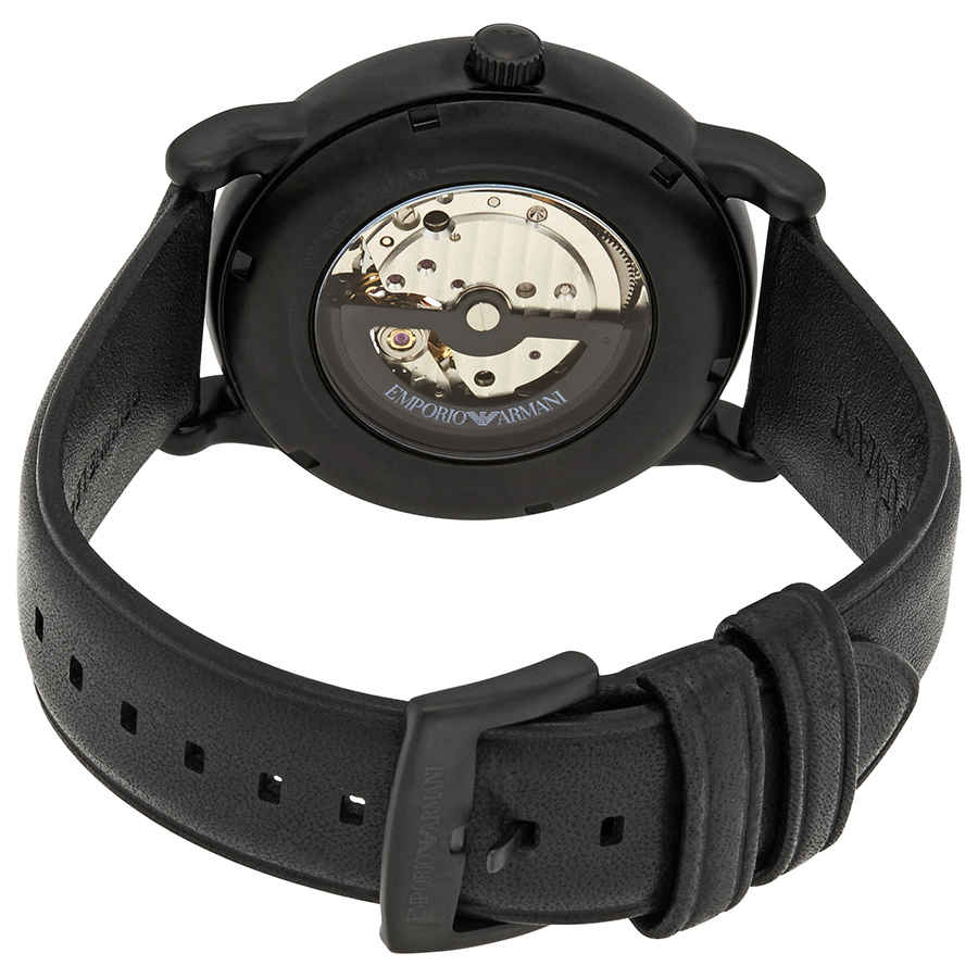  Shop Authentic Emporio Armani Luigi Automatic Skeleton Black Dial Black Leather Strap Watch For Men - AR60012 - Luxxuri
